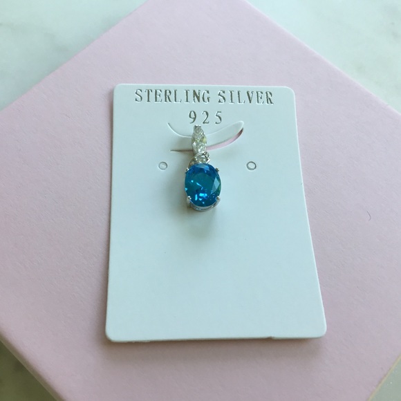 Sterling Silver Aqua Cz Necklace - Picture 14 of 16